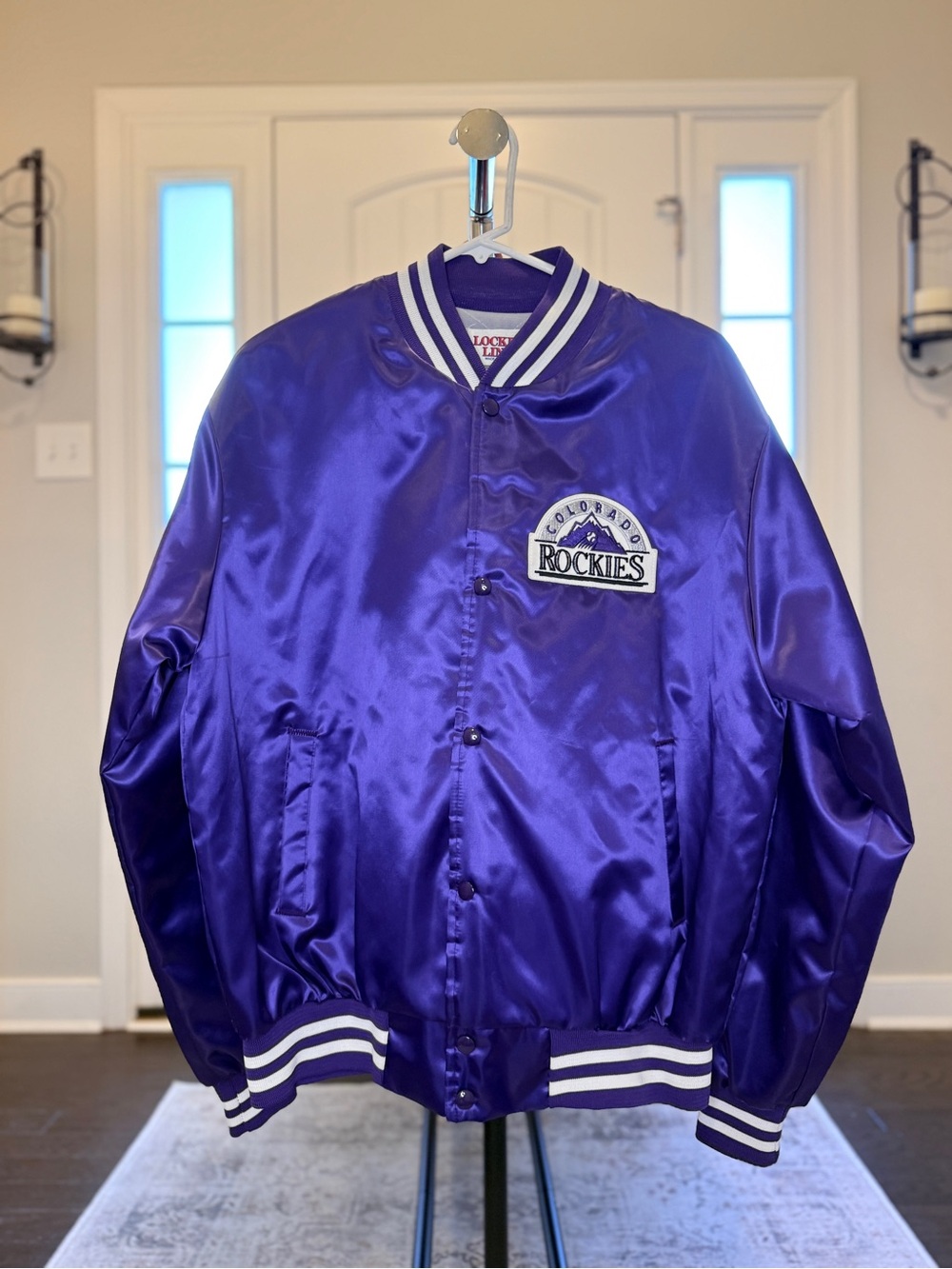 Colorado Rockies Men's Purple Satin Varsity Jacket